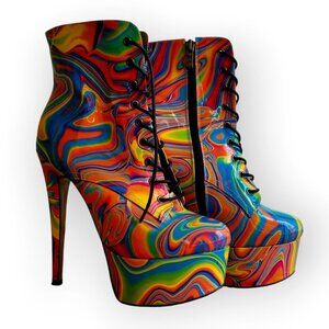 Aachcol Platform Stiletto Ankle Boots Women's Size 8
